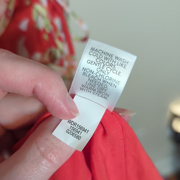 J. Jill Red Floral Flutter Sleeve Wrap Dress - Picture 9 of 10